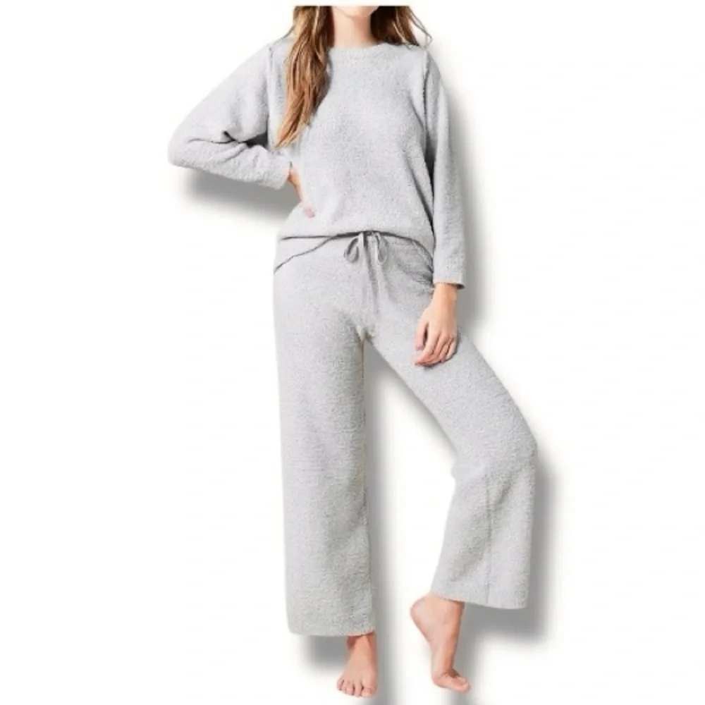Softies Marshmallow Reverse Seam Crew Neck Lounge Set Grey Womens Size Small New